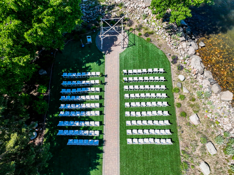 Aerial portrait of the couple surrounded by fall foliage